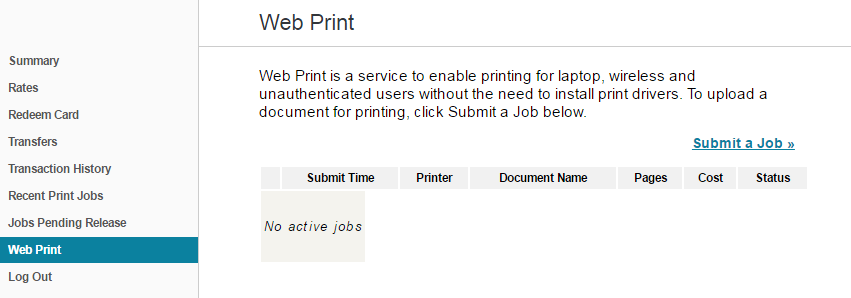 a Web Print job